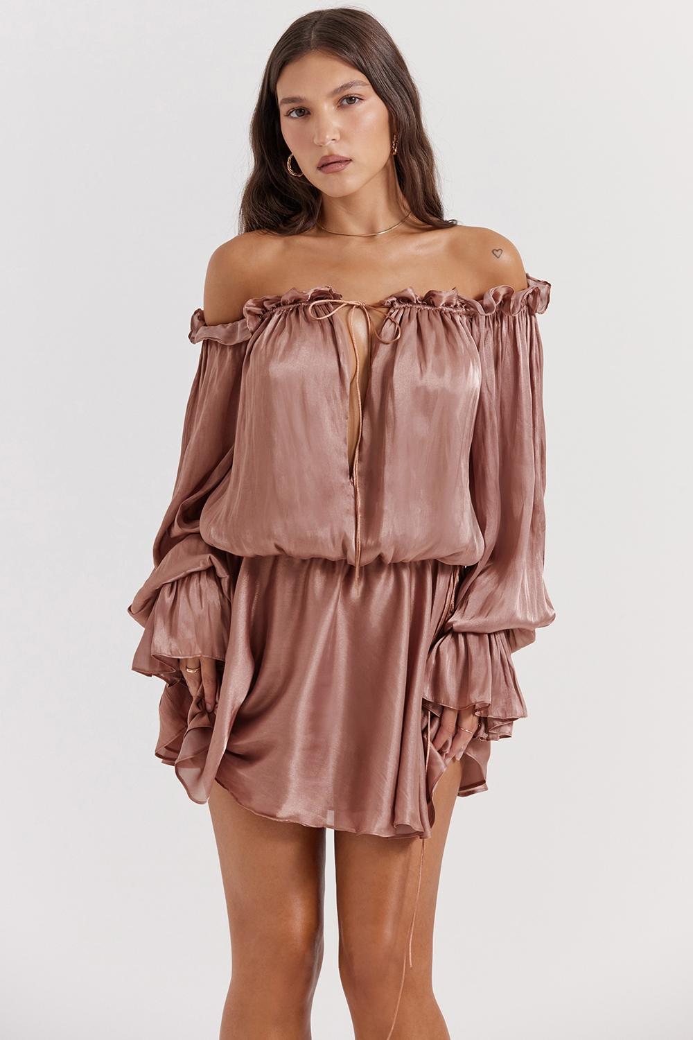 Chaya Hazelnut Off Shoulder Dress Product Image