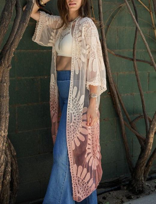 Ombre Bohemian Lace Kimono Product Image