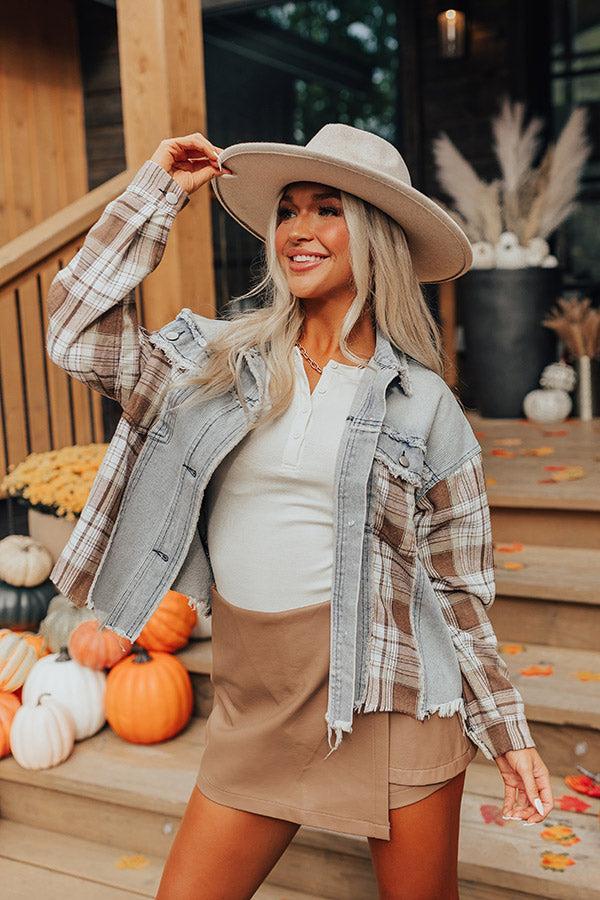 Fall Latte Denim Jacket Product Image