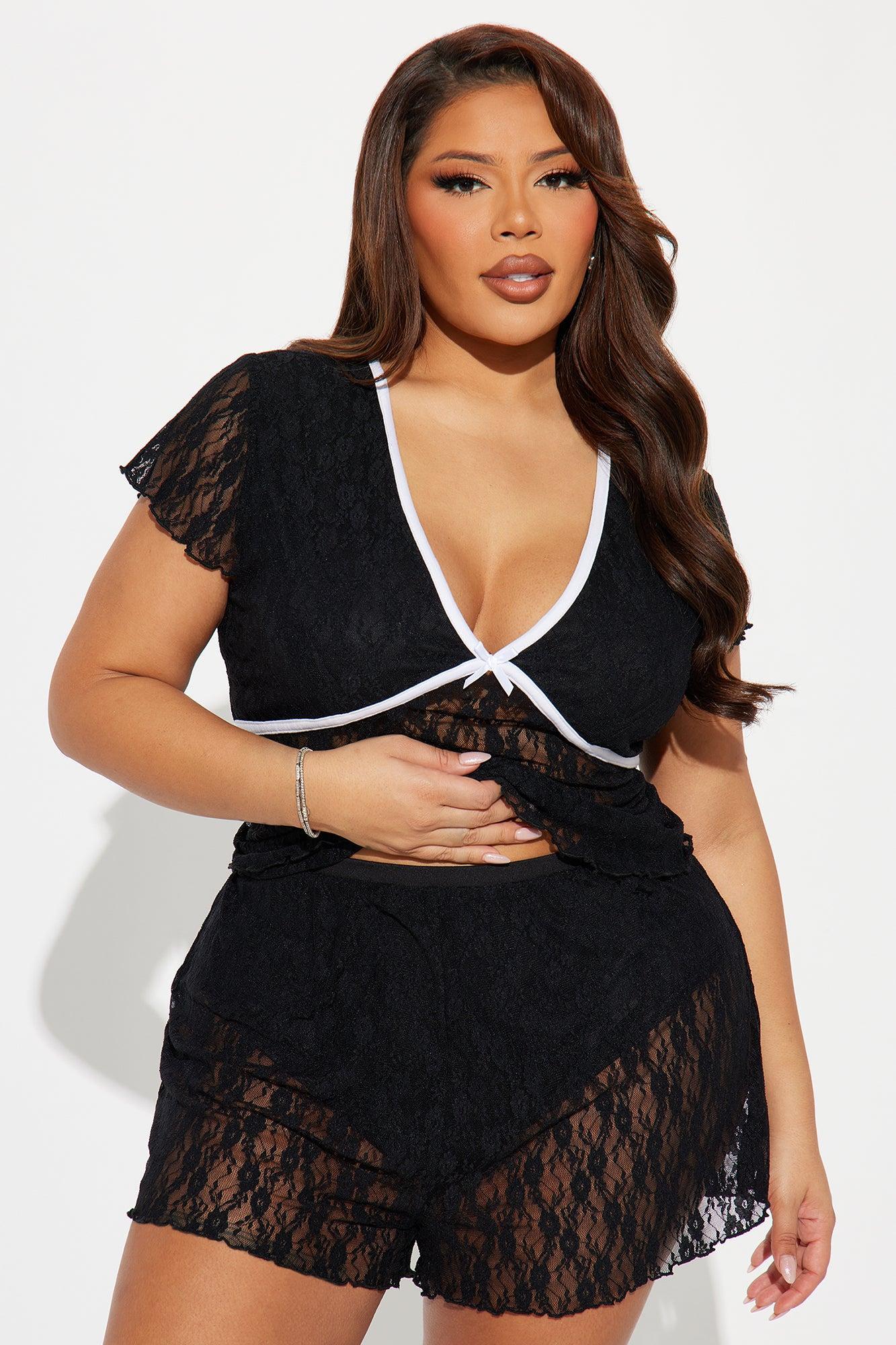 Sweetest Of All Lace PJ Short Set - Black Product Image