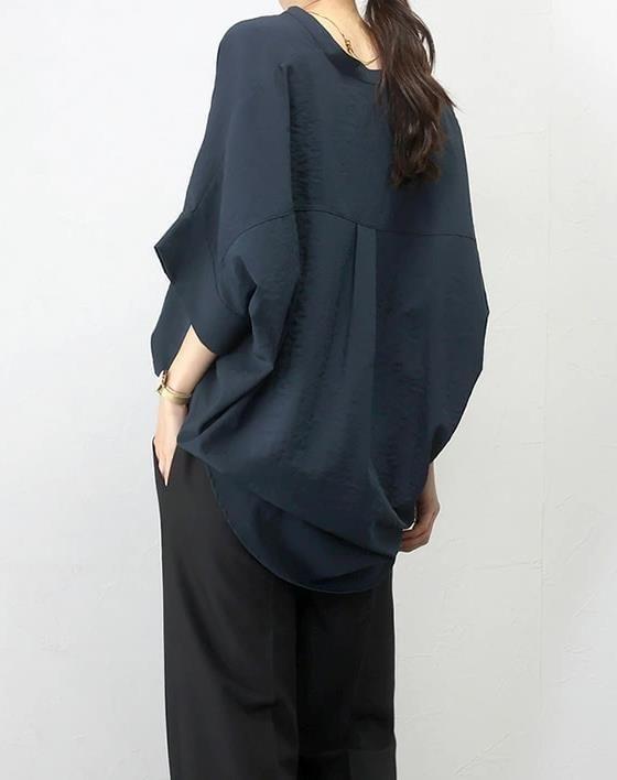 3/4 Sleeve V-Neck  Oversized Chiffon Blouse Product Image