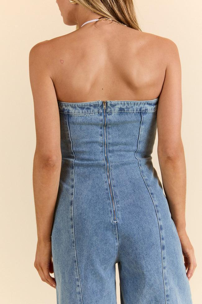 Nashville Nights Corset Denim Jumpsuit SALE Product Image