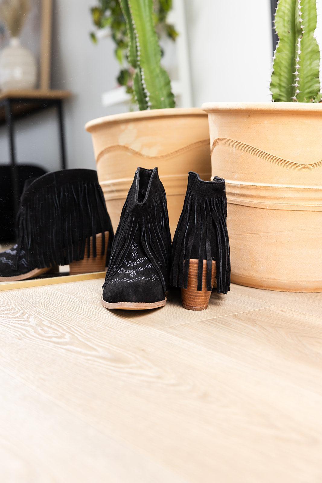 Amos Fringe Ankle Bootie in Tan Suede (Online Exclusive) Product Image