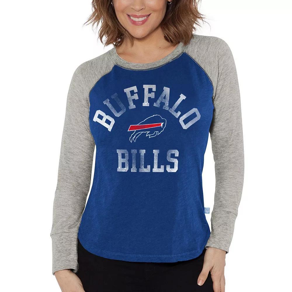 Women's G-III 4Her by Carl Banks Royal/Heather Gray Buffalo Bills Waffle Knit Raglan Long Sleeve T-Shirt, Size: Medium, Blue Product Image