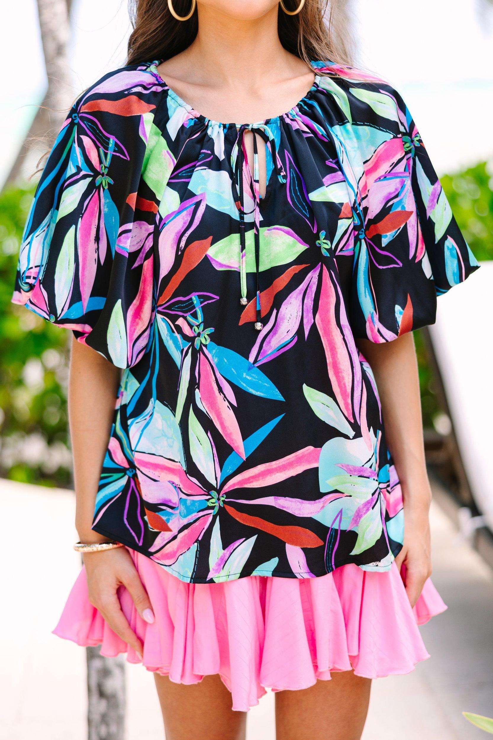 Perfectly Precious Black Floral Top Female Product Image