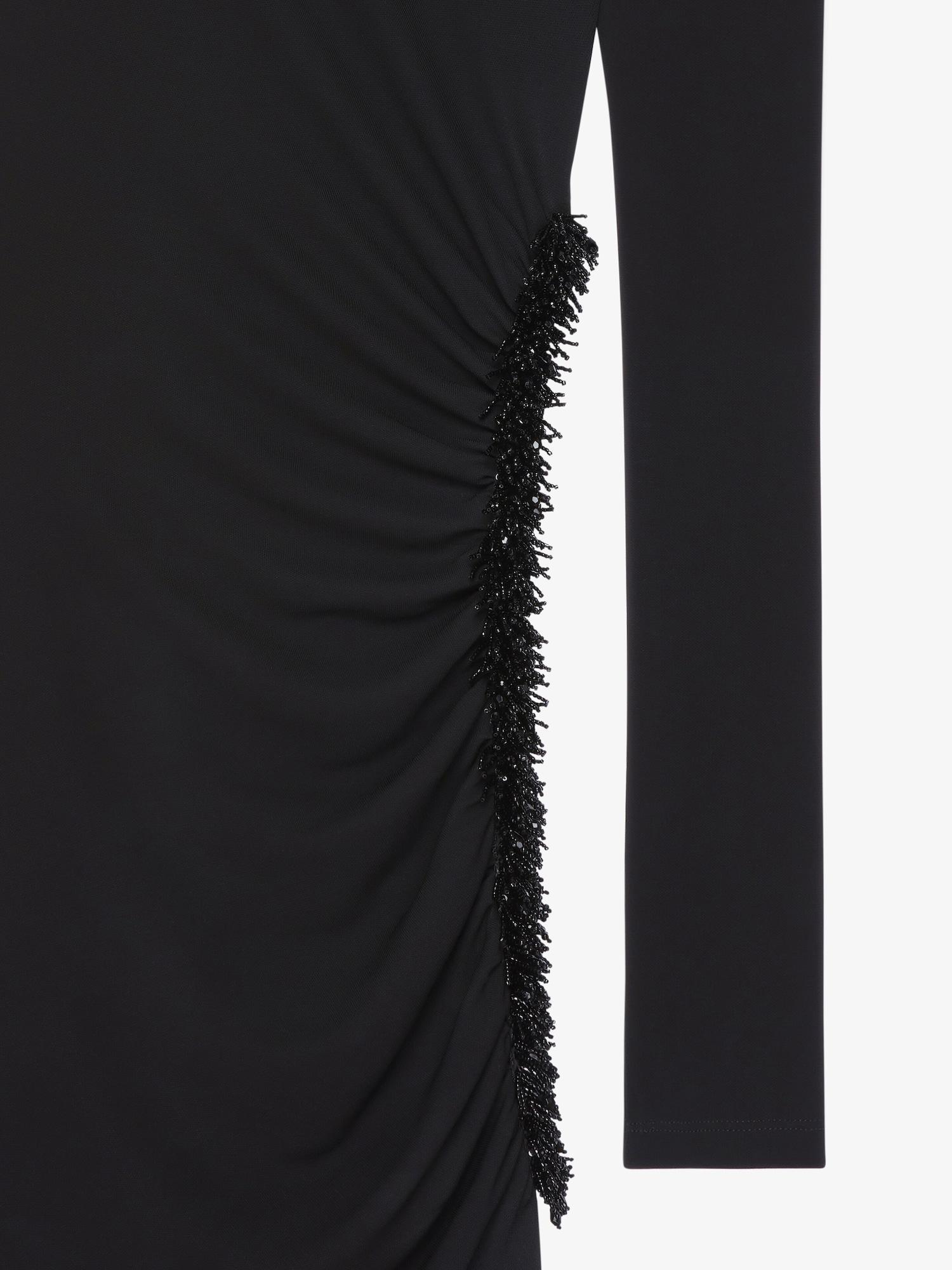 Draped dress in embroidered jersey Product Image