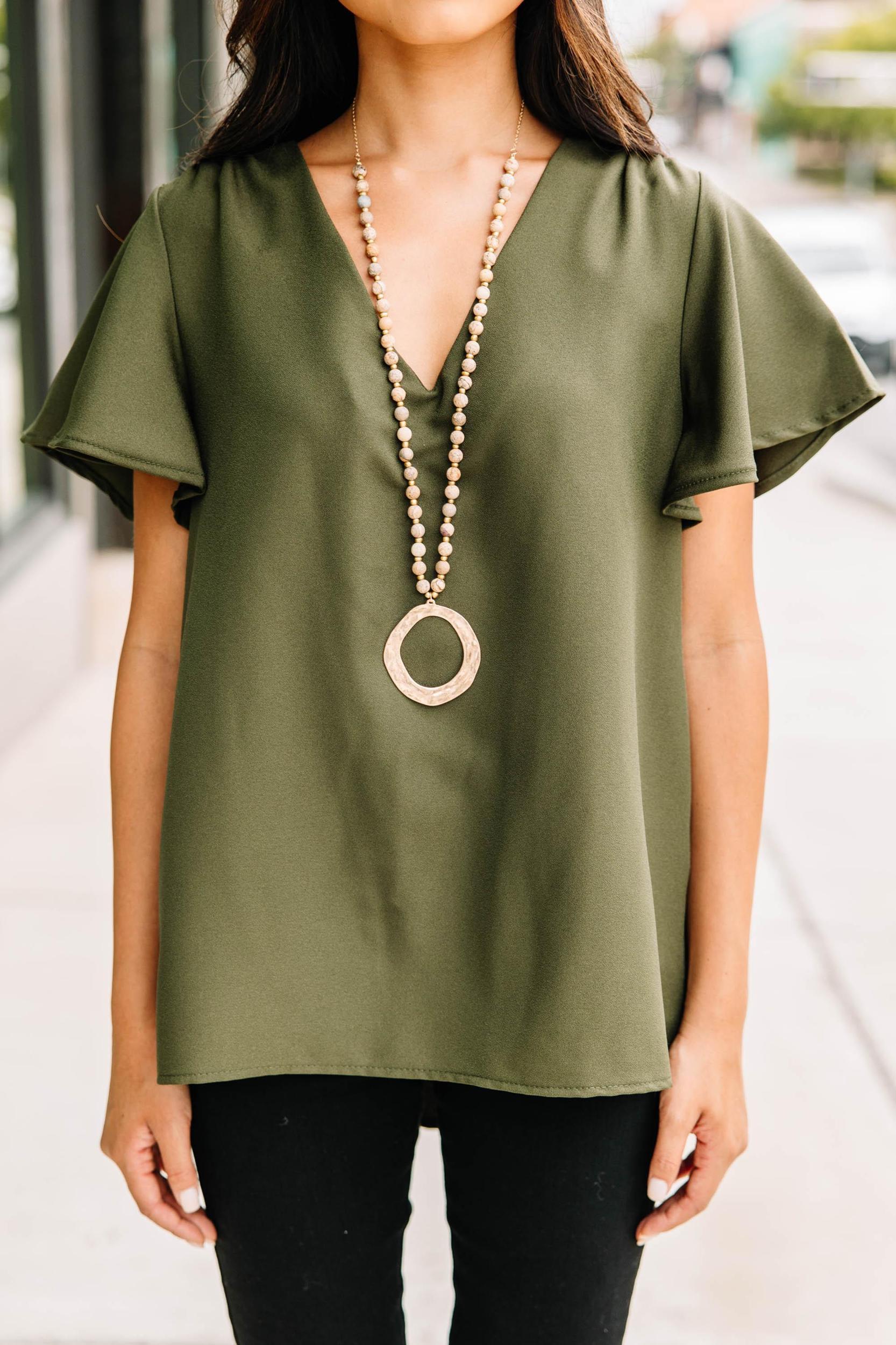 This Is Your Moment Olive Green Top Female Product Image