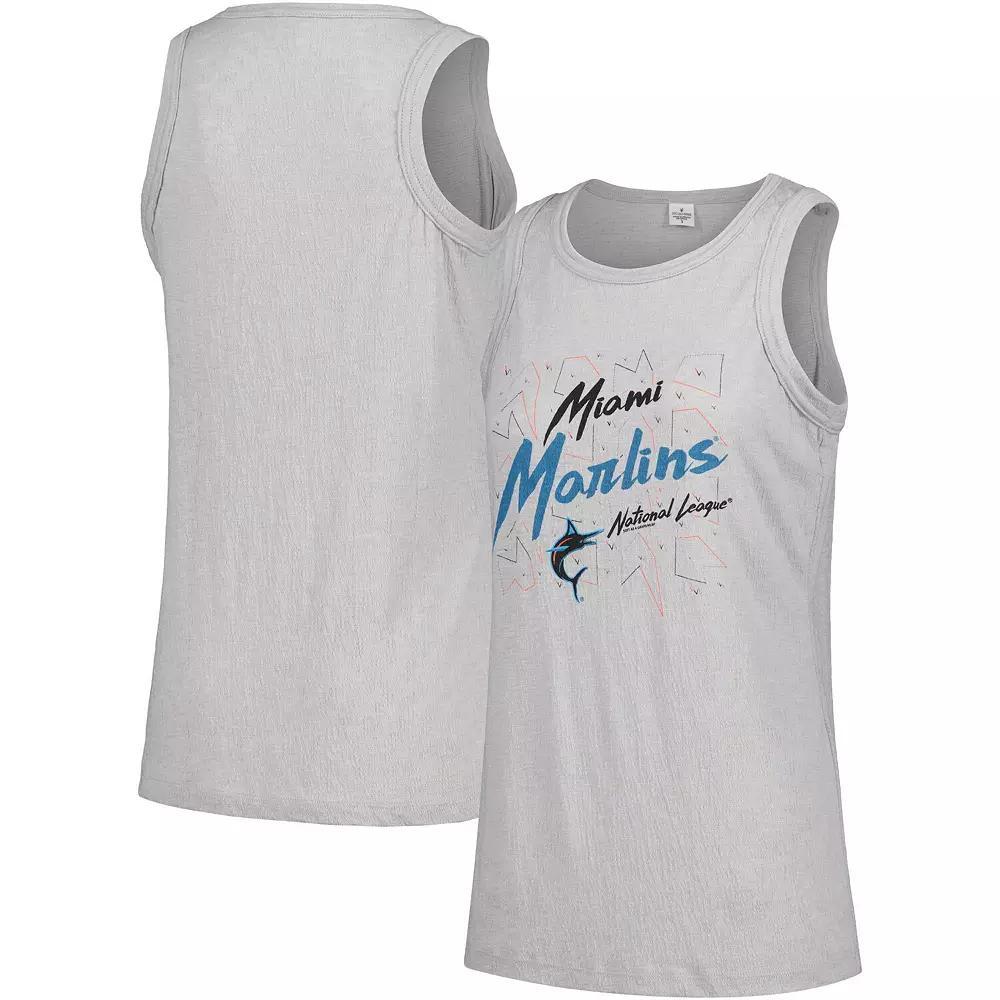 Womens Soft as a Grape Gray Miami Marlins Gauze High Neck Tank Top Product Image