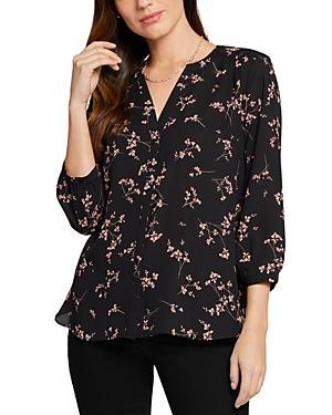 Nydj Three Quarter Sleeve Printed Pintucked Back Blouse Product Image