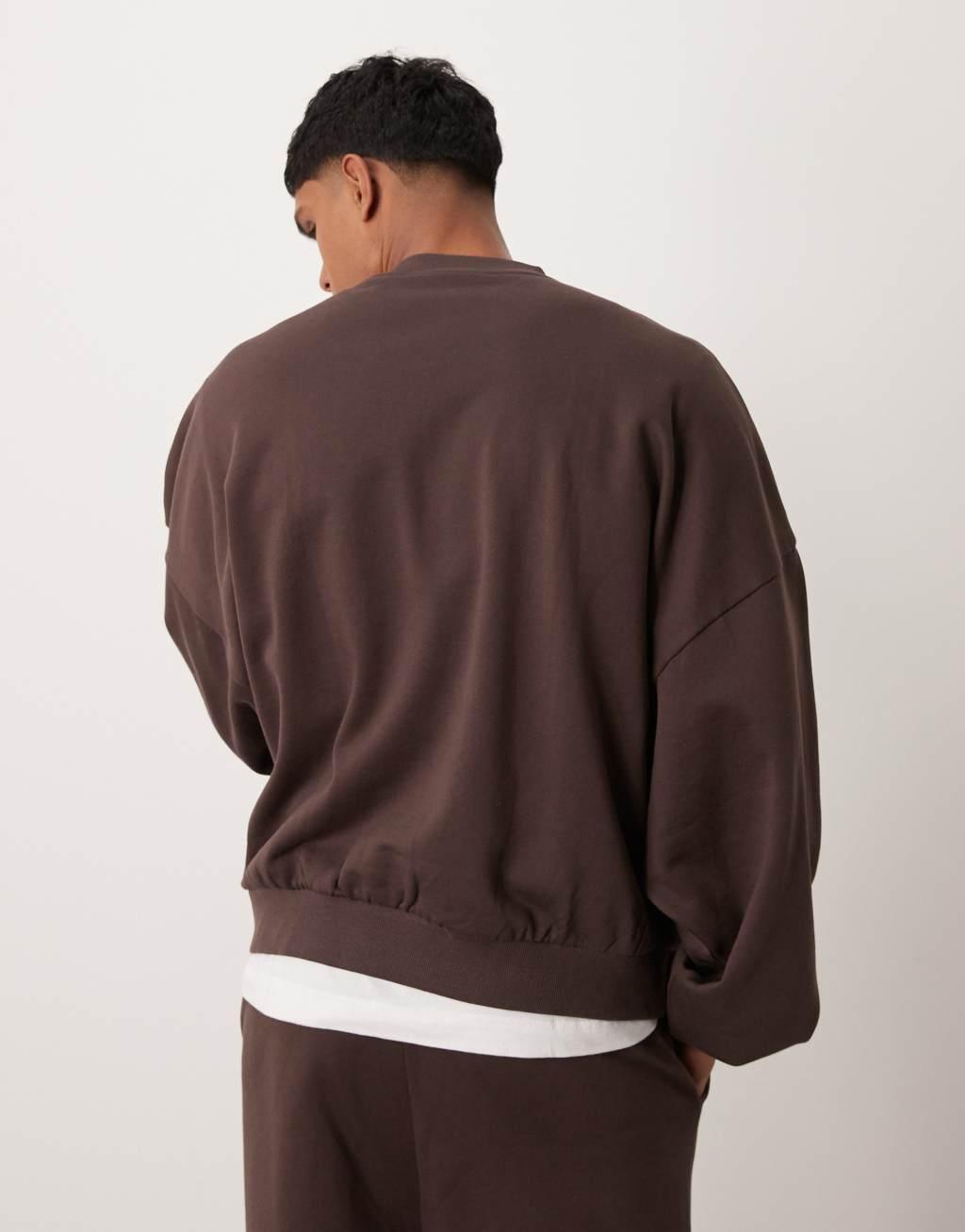 ASOS DESIGN essential extreme oversized sweatshirt in brown Product Image