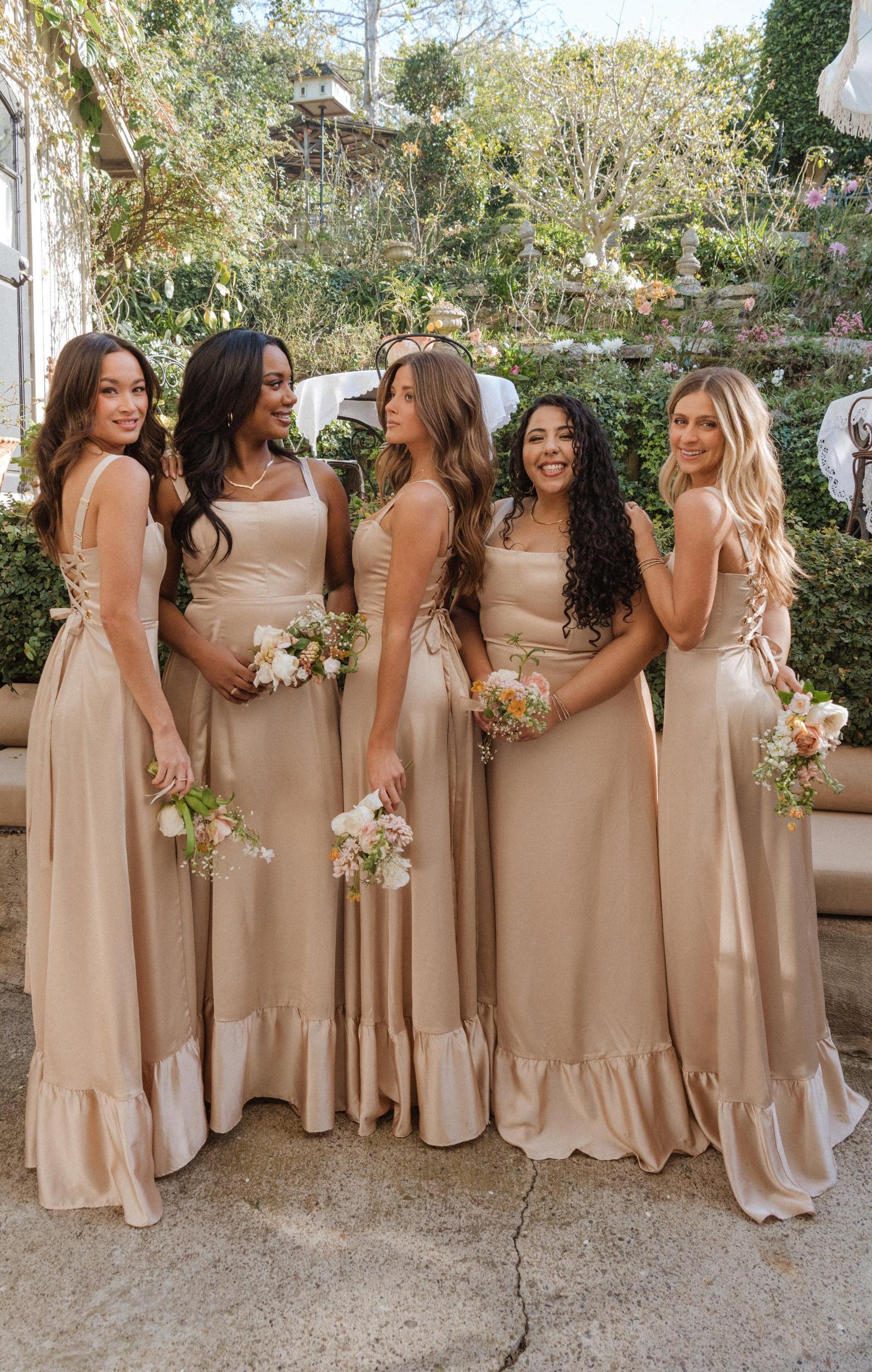 Clarissa Corset Dress ~ Champagne Luxe Satin Product Image