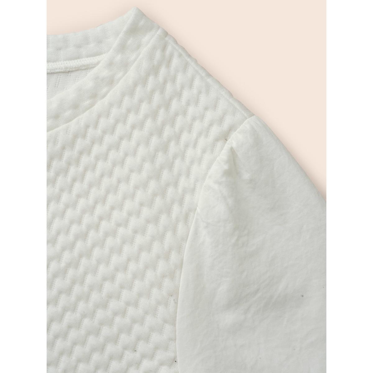 Plus Size Round Neck Texture Patchwork Sweatshirt Women Opticwhite Casual Texture Round Neck Everyday Sweatshirts BloomChic 30/6X Product Image