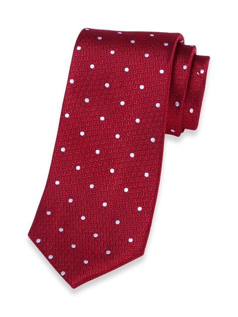 Dot Woven Silk Tie - Red Product Image