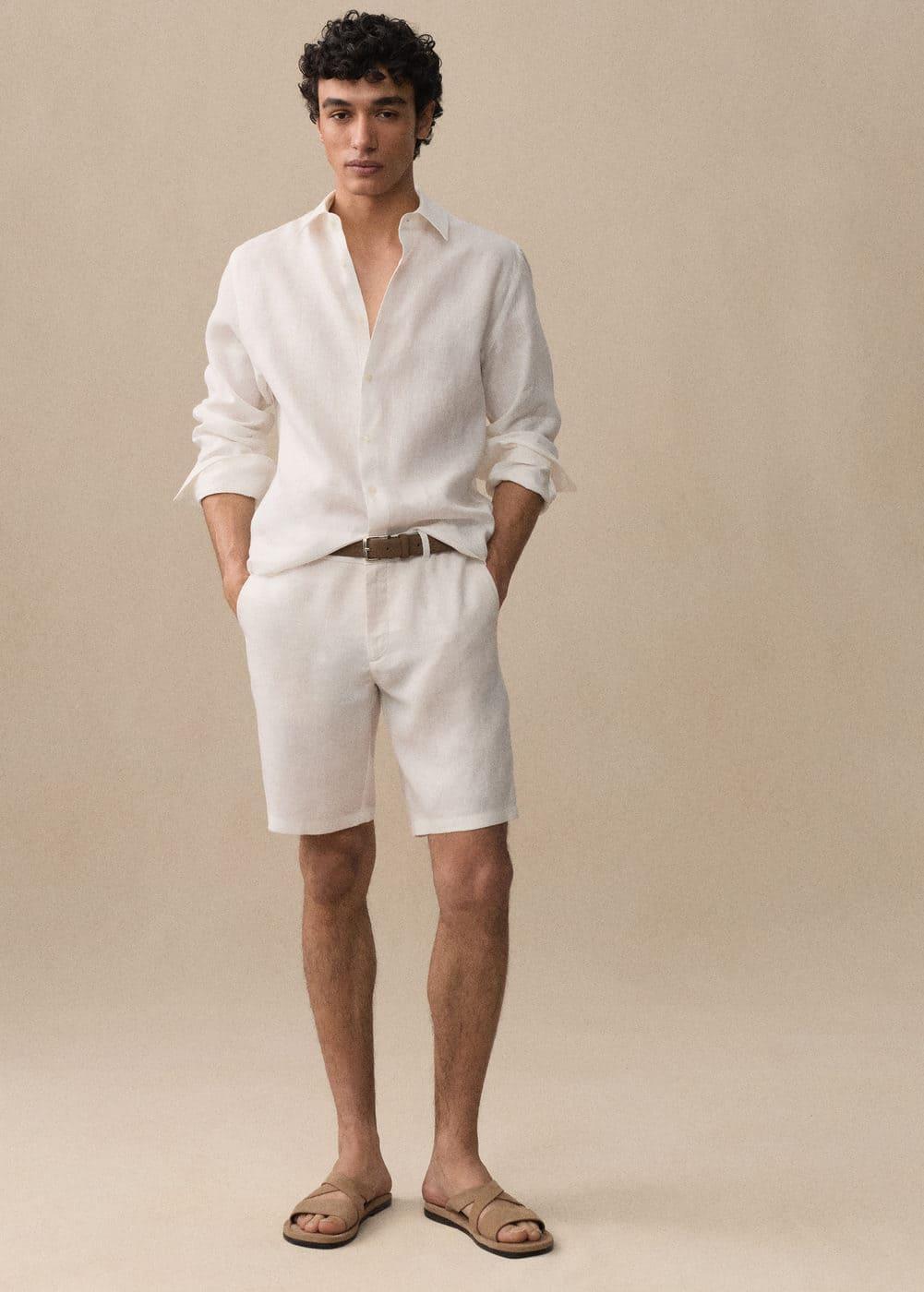 Mango Mens Linen Shirt Product Image