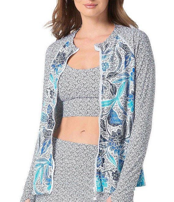 Beach House Samoan Floral Mary Long Sleeve Front Zip Rashguard Swim Cover-Up Product Image
