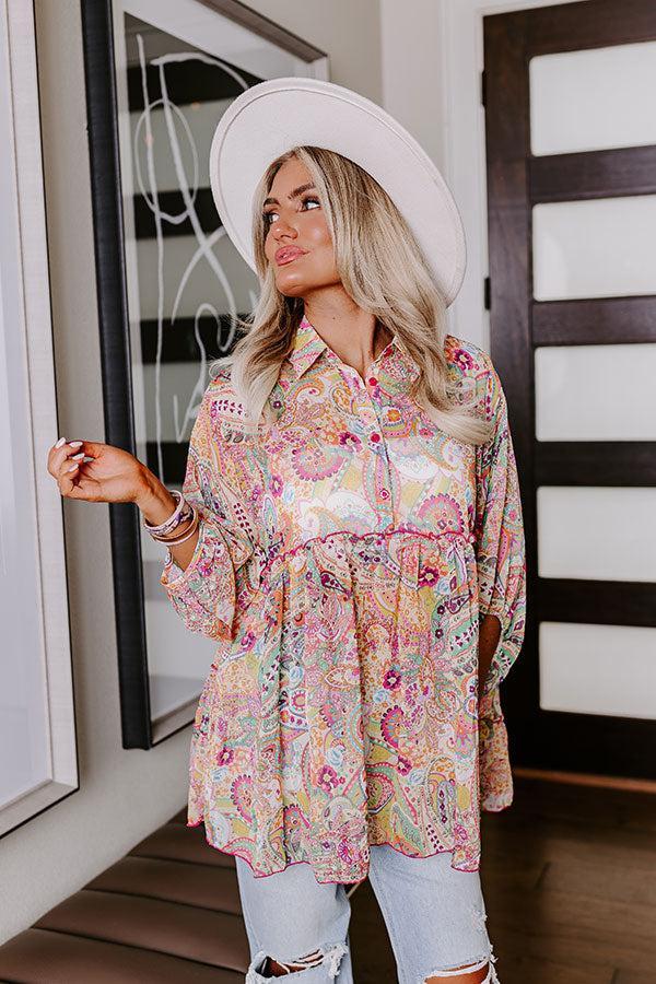 Viva La Travel Paisley Tunic In Yellow Product Image