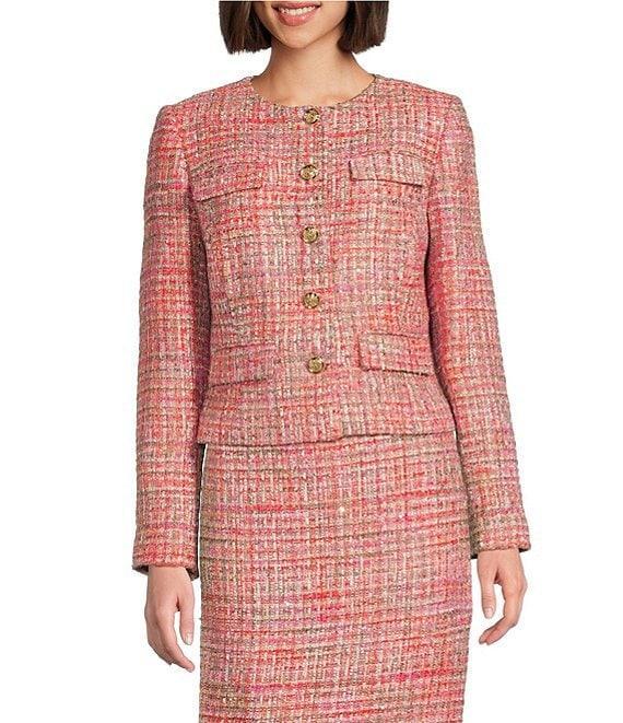 Preston & York Wanda Tweed Round Neckline Long Sleeve Jacket Product Image