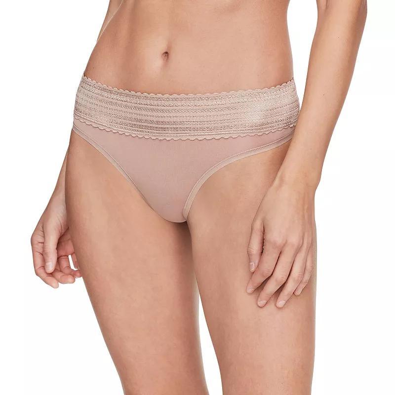 Warners No Pinching No Problems® Dig-Free Comfort Waistband Lace Thong RX5101J, Women's, Size: XL, Grey Product Image