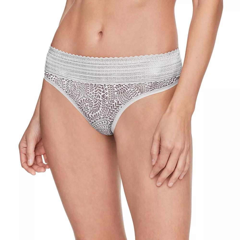 Warners No Pinching No Problems® Dig-Free Comfort Waistband Lace Thong RX5101J, Women's, Size: XL, Grey Product Image