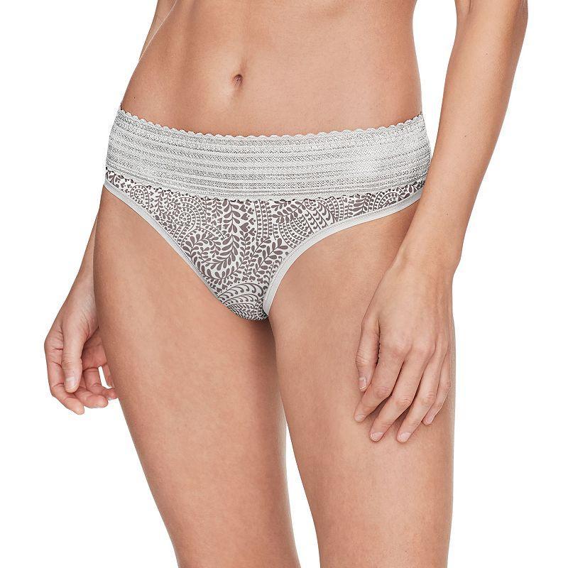 Warners No Pinching No Problems® Dig-Free Comfort Waistband Lace Thong RX5101J, Women's, Size: XL, Grey Product Image