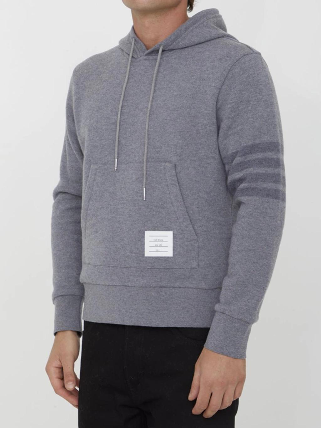 THOM BROWNE Grey Wool Hoodie Product Image