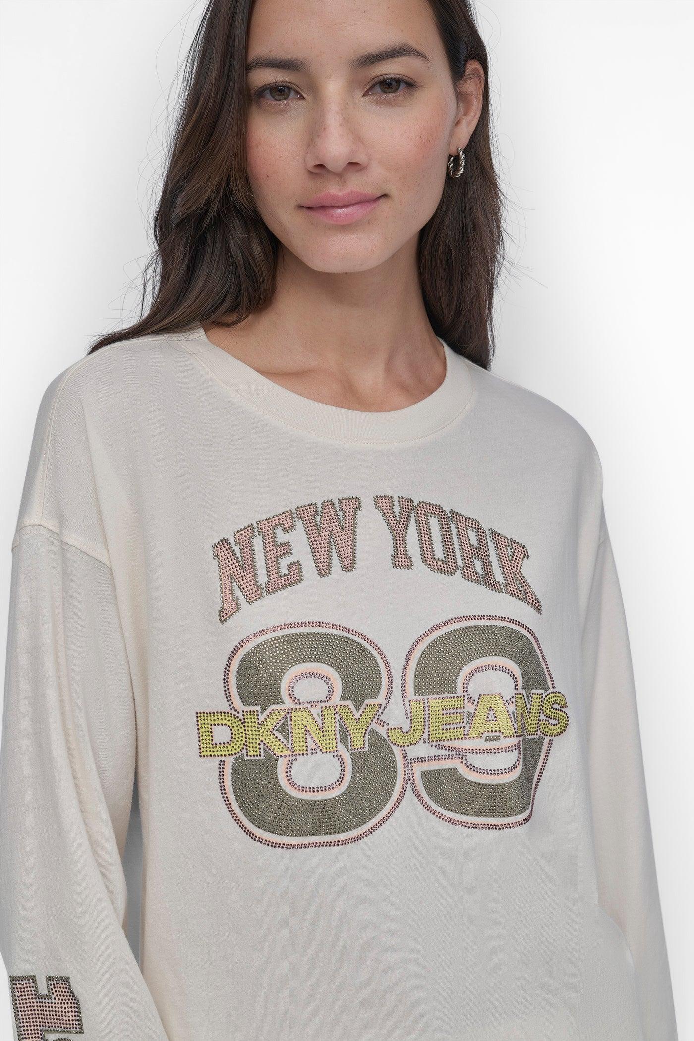 MULTI COLOR RHINESTONE LOGO LONG TEE Product Image