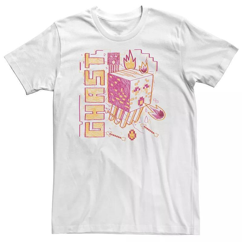 Big & Tall Minecraft Ghast Sketch Portrait Tee, Men's, Size: 3XL Tall, White Product Image