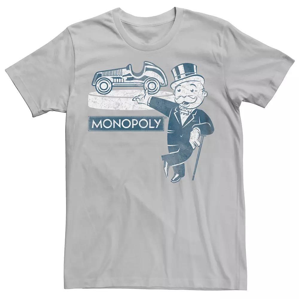 Men's Monopoly Man Luxurious Car Piece Graphic Tee, Size: XS, Silver Product Image
