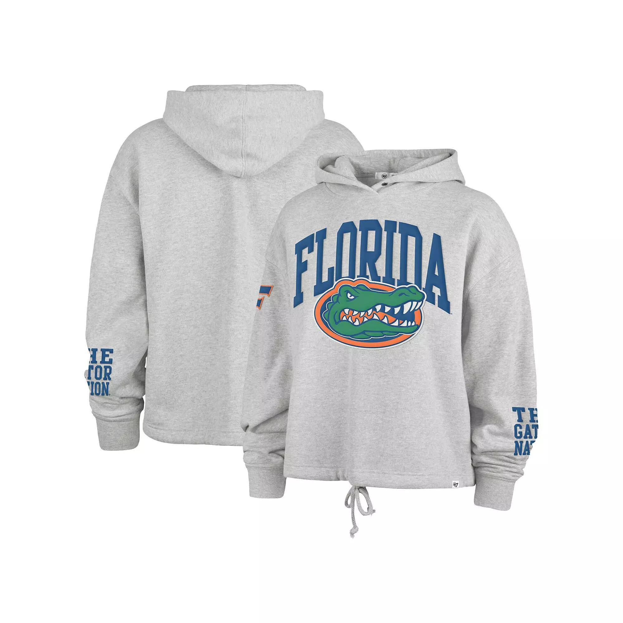 Women's '47 Heather Gray Florida Gators High Hopes Long Sleeve Cropped Hoodie, Size: Medium, Grey Product Image