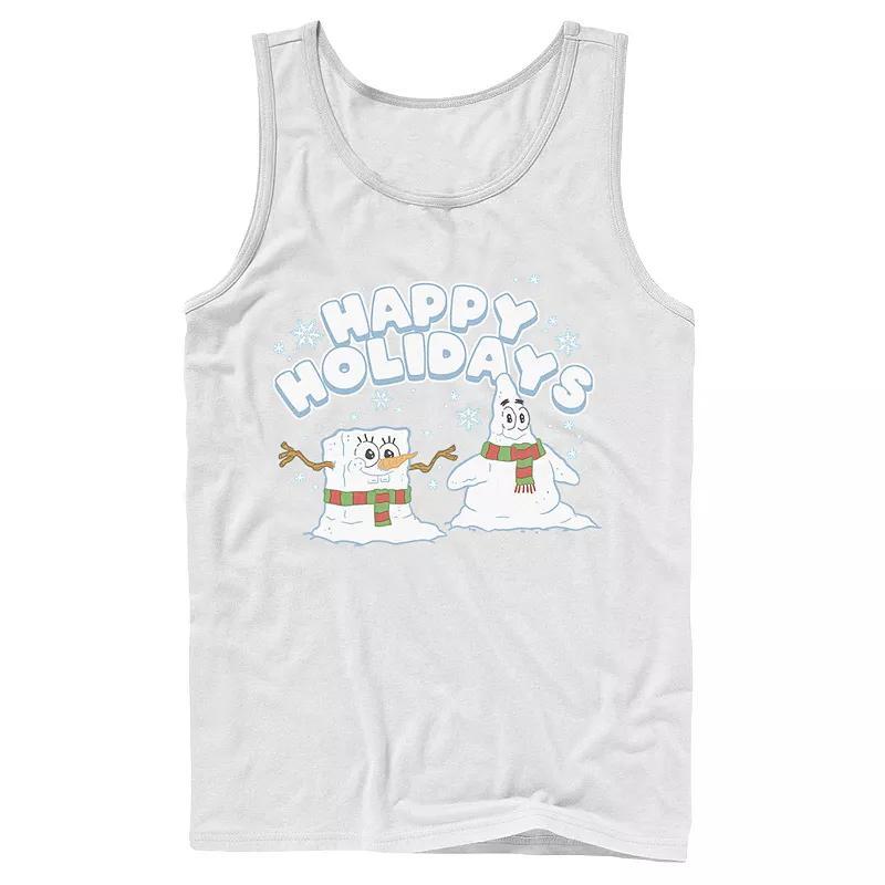 Men's Nickelodeon SpongeBob SquarePants Snowmen Happy Holidays Tank Top, Size: Small, Blue Product Image