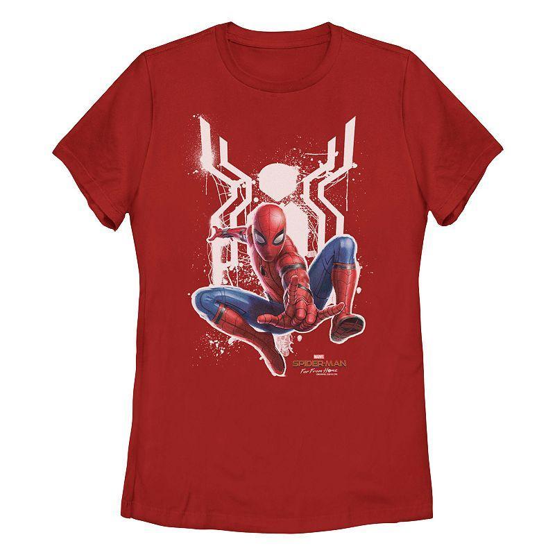 Juniors' Marvel Spider-Man Far From Home Painted Logo Graphic Tee, Girl's, Size: Small, Red Product Image