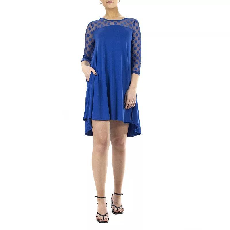 Womens Nina Leonard Sheer Polka-Dot High-Low Dress Product Image