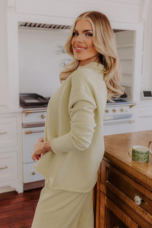 Cozy Cues Sweatshirt in Light Chartreuse Product Image