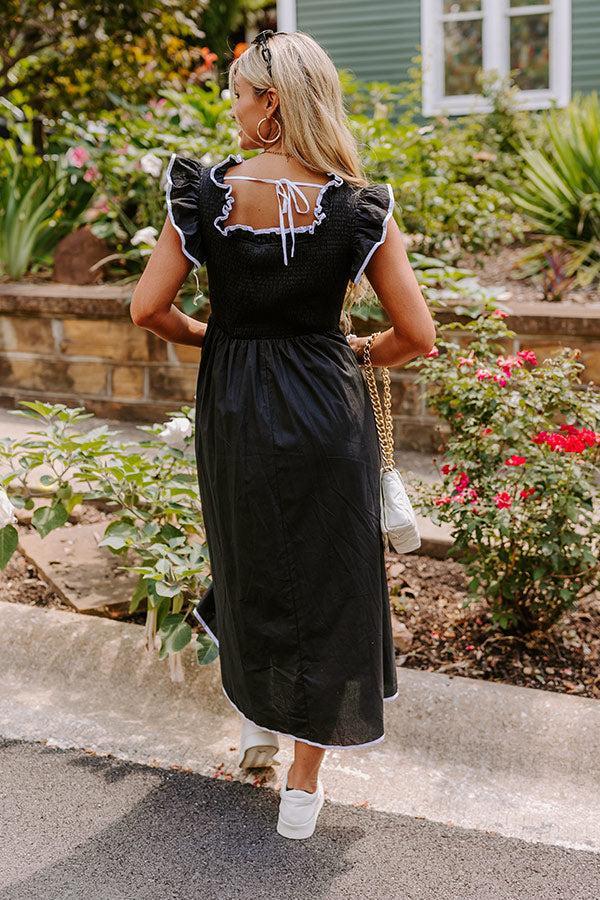 Mimosa Mingle Smocked Midi in Black Product Image