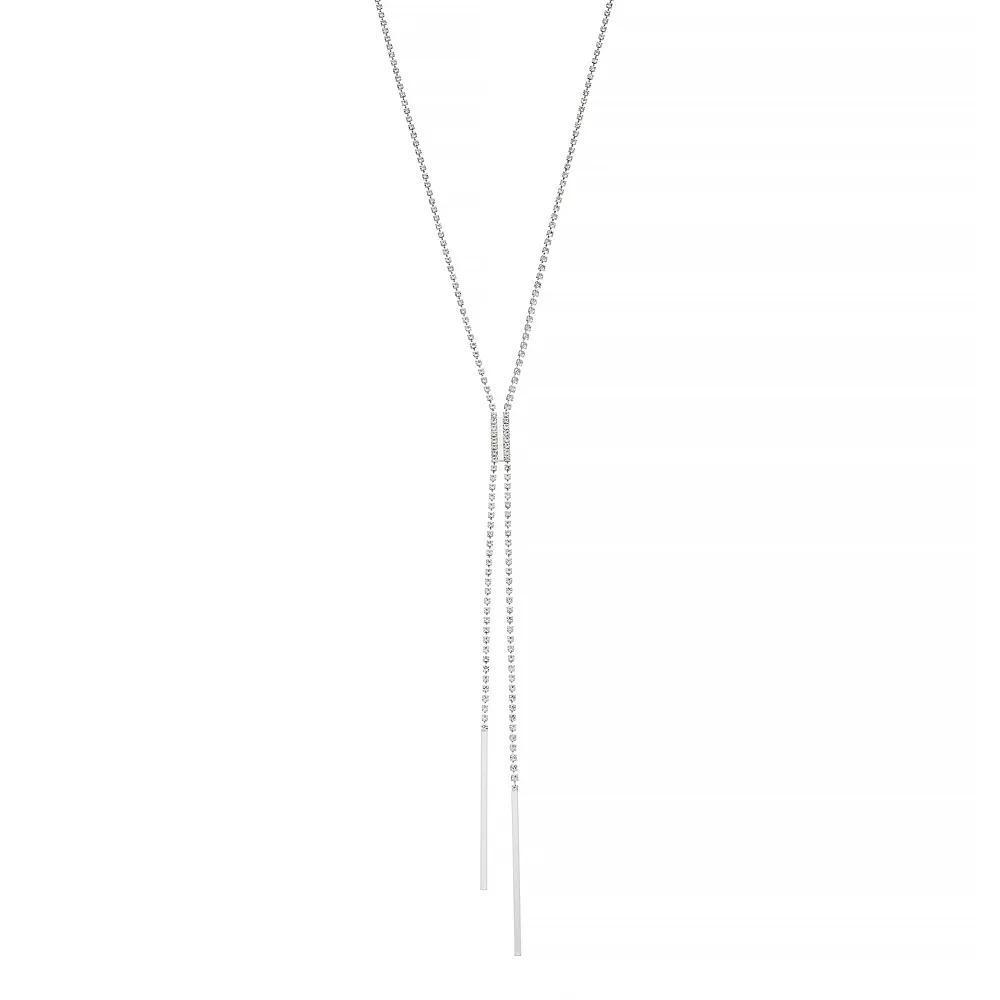 Vieste Silver Tone Simulated Crystal Lariat Necklace, Women's, Clear Product Image