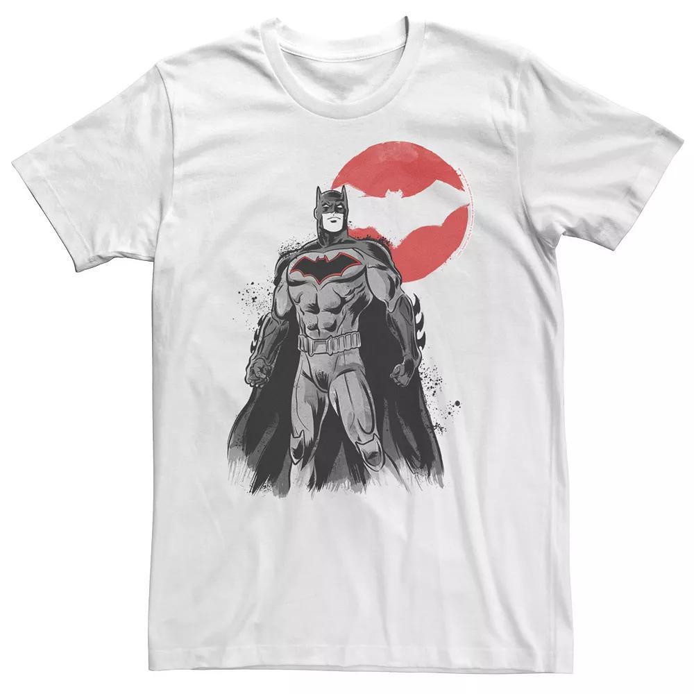 Big & Tall DC Comics Batman Sun Logo Tee, Men's, Size: 3XL Tall, White Product Image