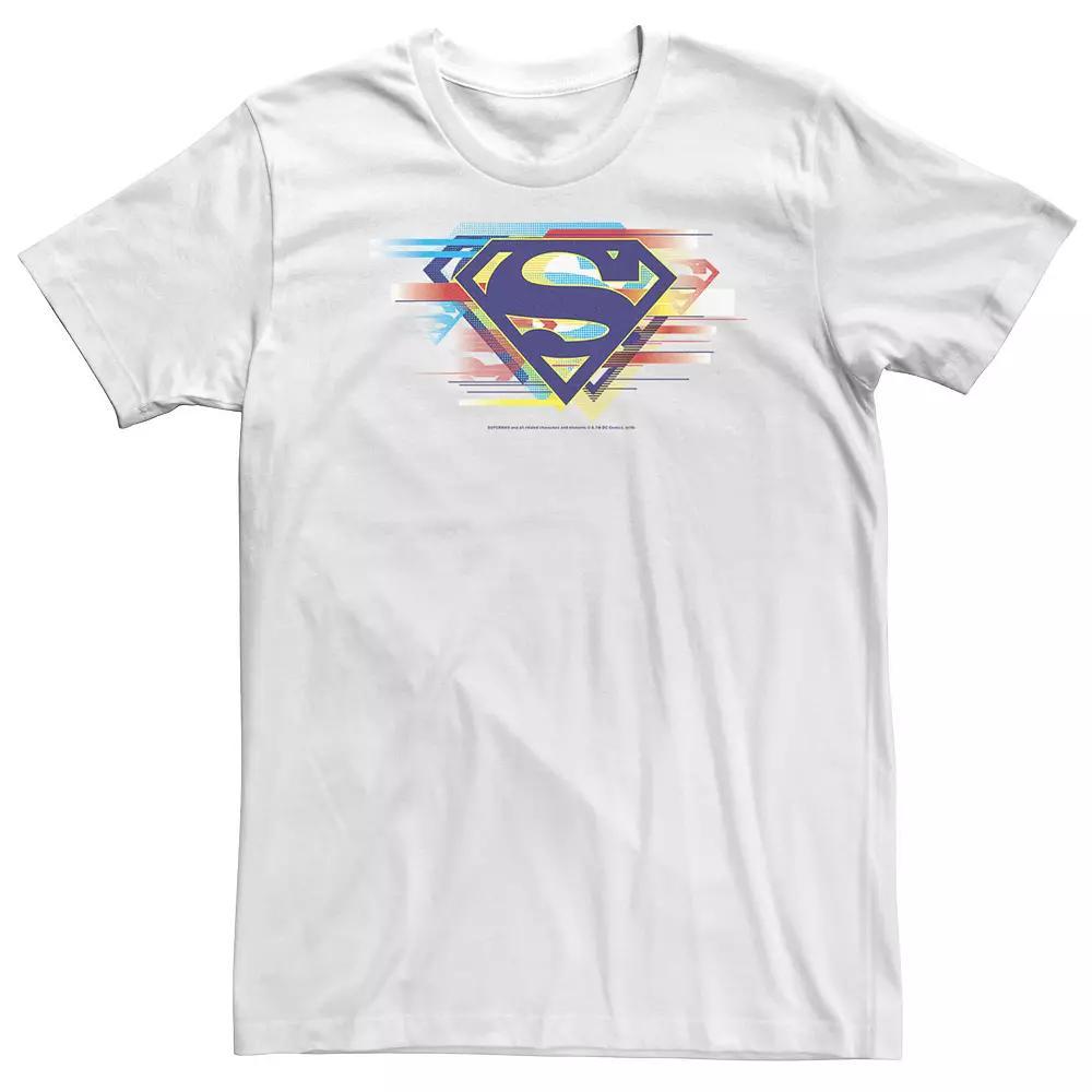 Big & Tall DC Comics Superman Tri-Colored Chest Logo Tee, Men's, Size: 3XL Tall, White Product Image