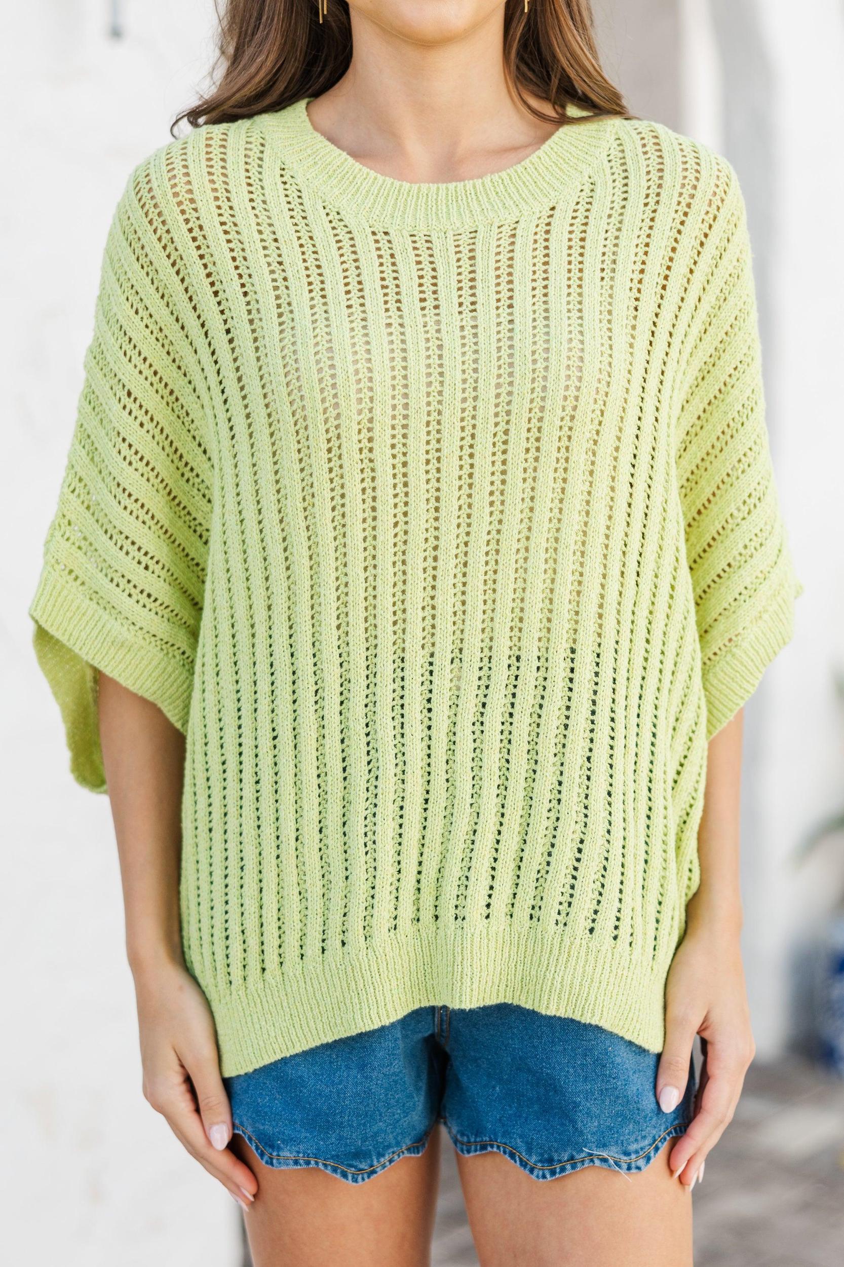 Right Where You Are Avocado Green Loose Knit Sweater Female Product Image