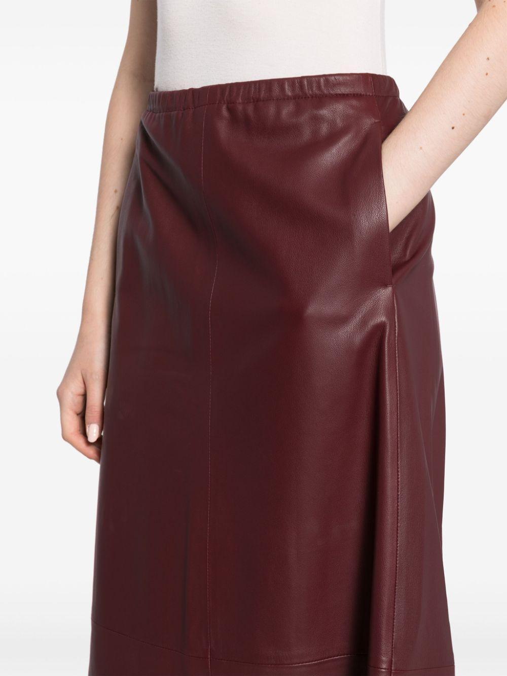 VINCE Leather Midi Skirt In Red Product Image