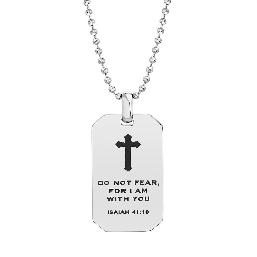 1913 Men's Stainless Steel "Do Not Fear, For I Am With You" Dog Tag Pendant Necklace, Size: 24" Product Image