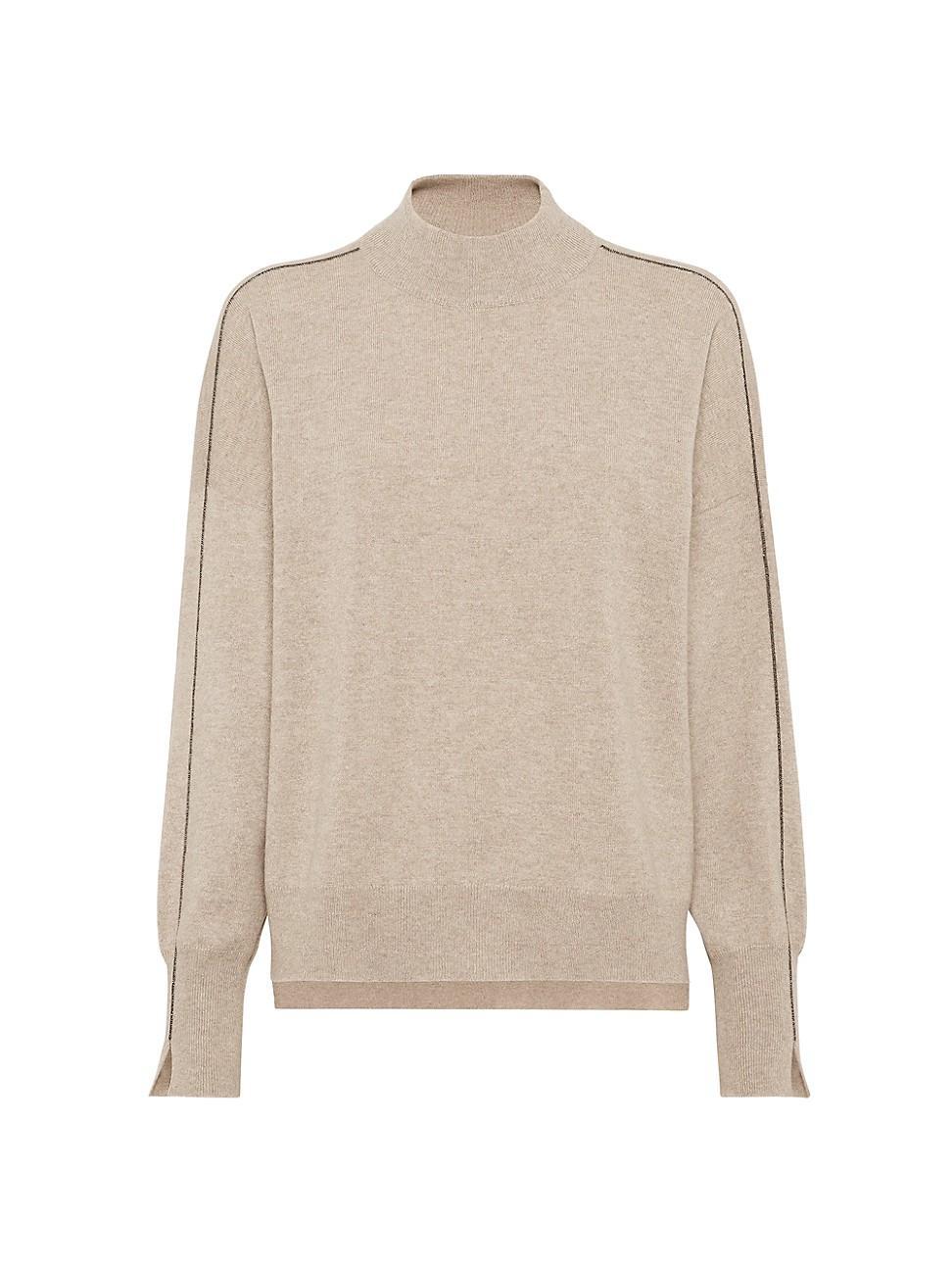 Womens Cashmere Mock Neck Sweater Product Image