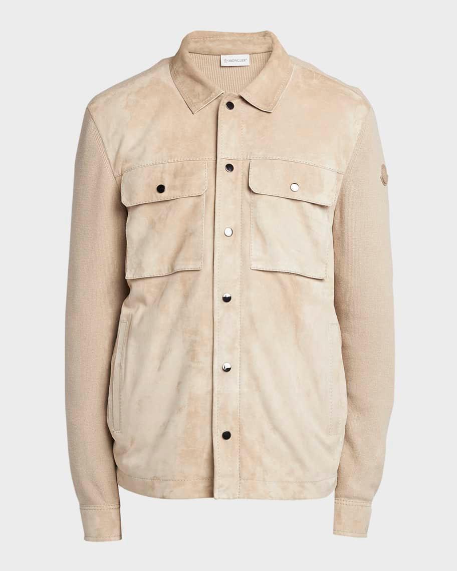 Mens Polished Cotton Knit Leather Shacket Product Image