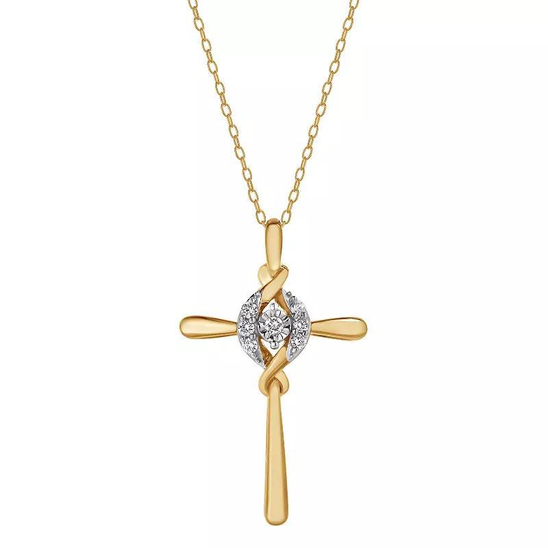Diamond Brilliance 1/10 Carat T.W. Lab-Grown Diamond Cross Pendant Necklace, Women's, Size: 18", Gold Tone Product Image
