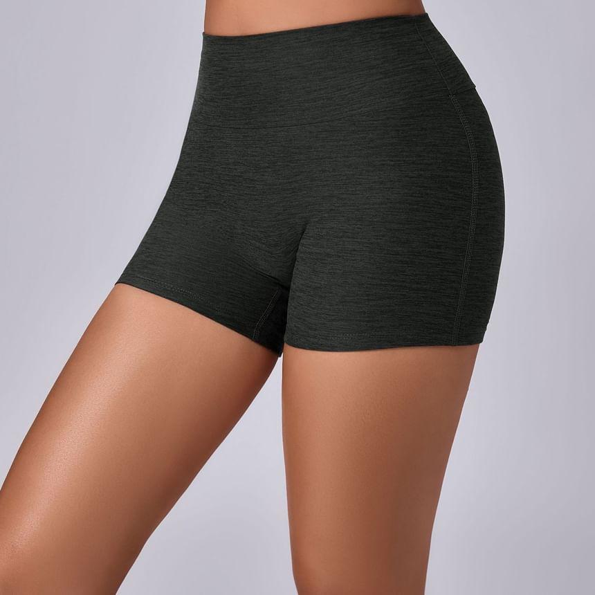 High Waist Melange Biker Shorts Product Image