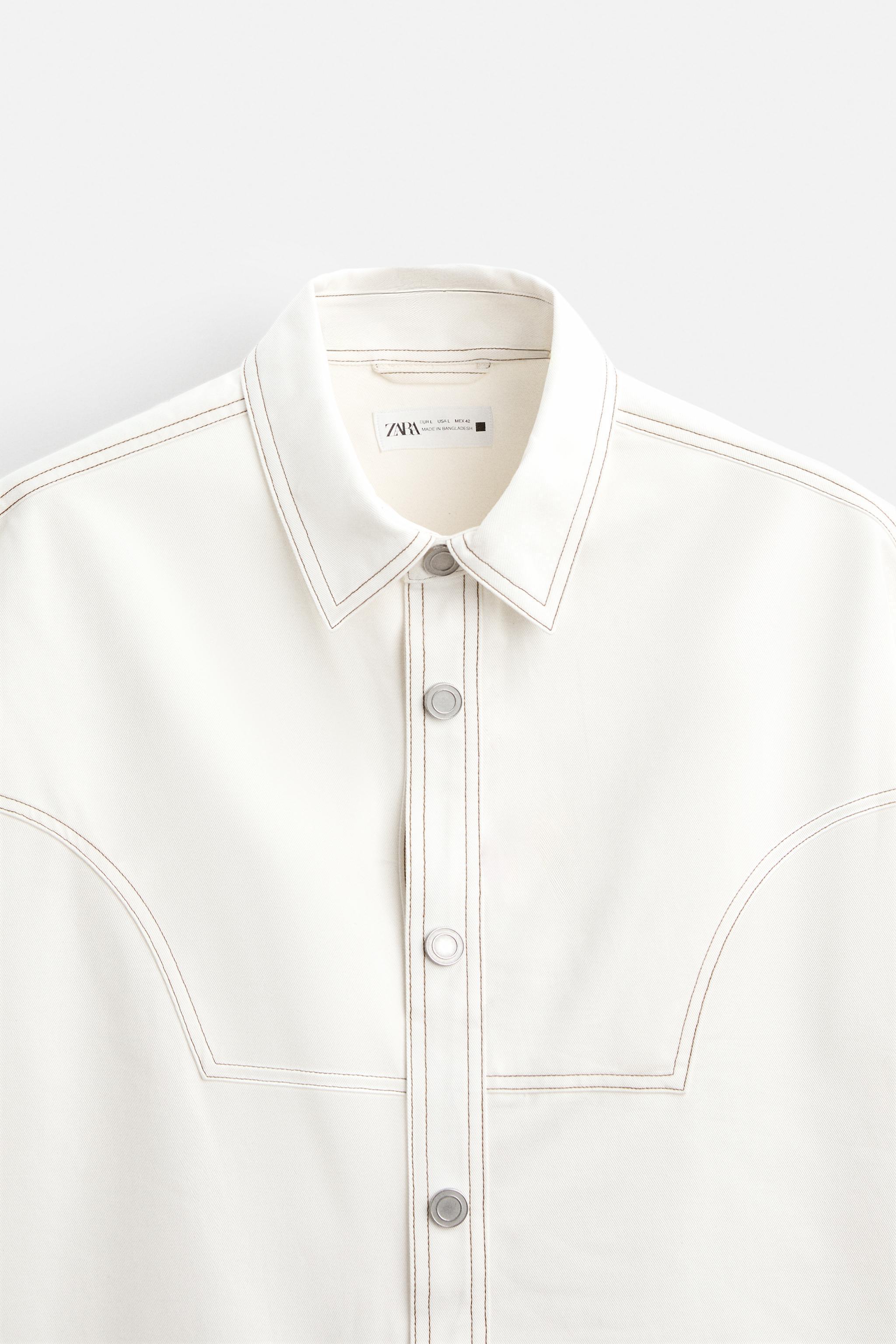 COTTON - LYOCELL TOPSTITCHING SHIRT Product Image