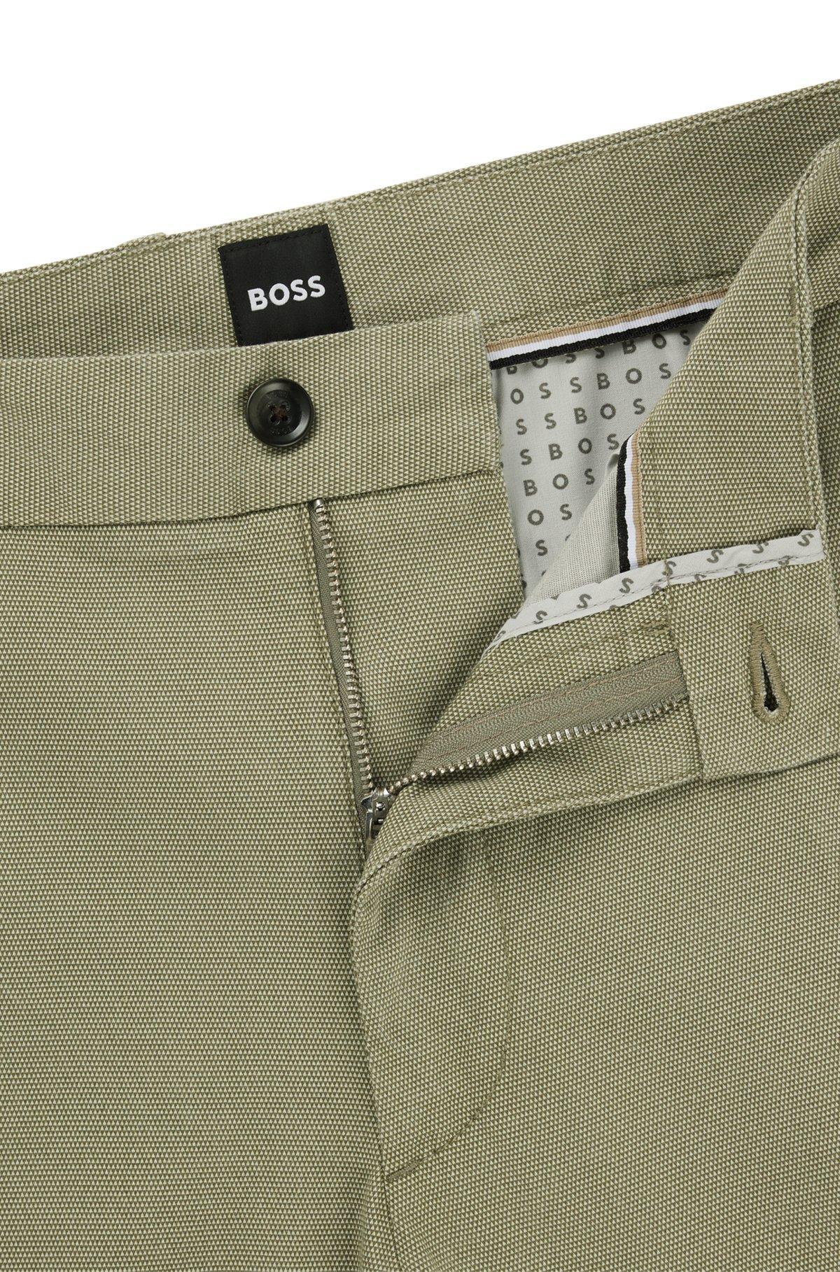 BOSS - Regular-fit trousers in printed stretch cotton - Green Product Image