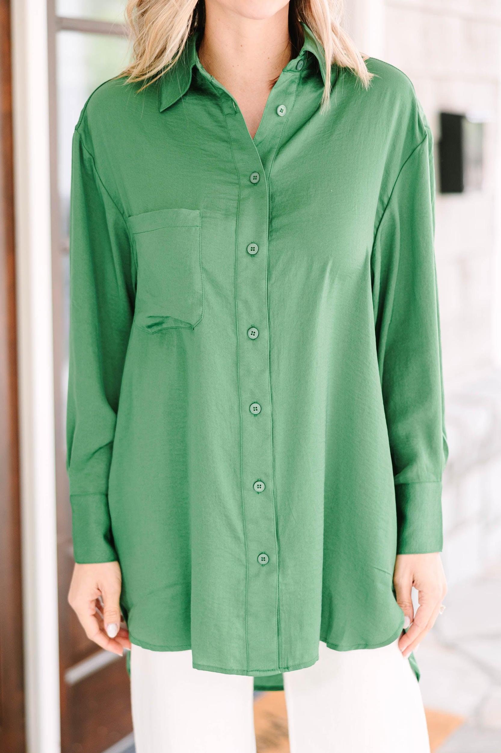 See You There Ash Green Satin Top Female Product Image