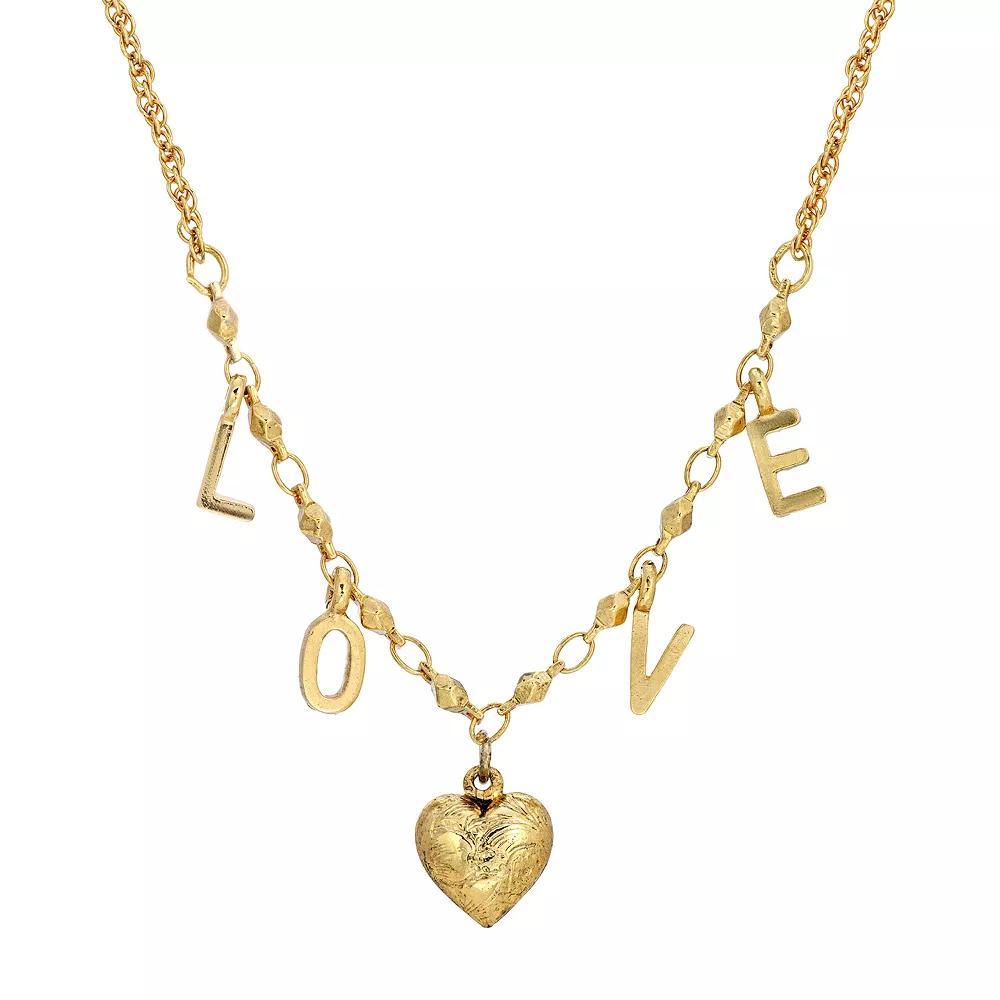 1928 Gold-tone Heart Necklace, Womens, Gold Tone Product Image