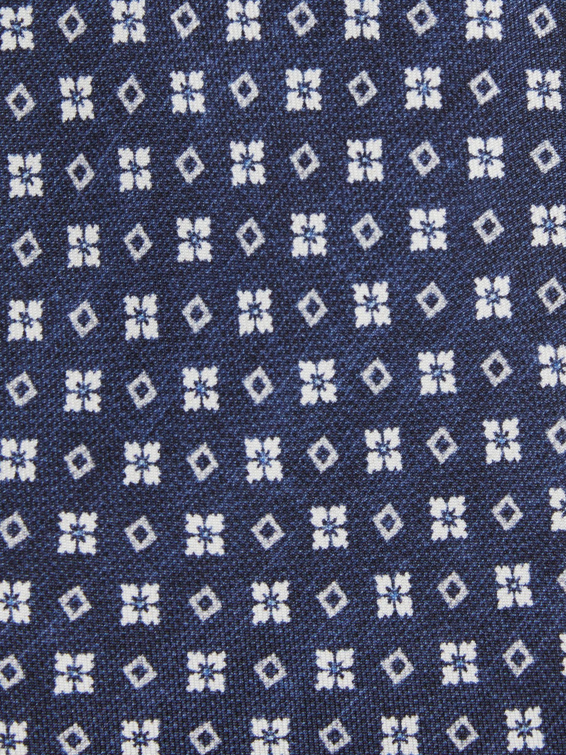 Silk Medallion Print Tie in Navy Product Image