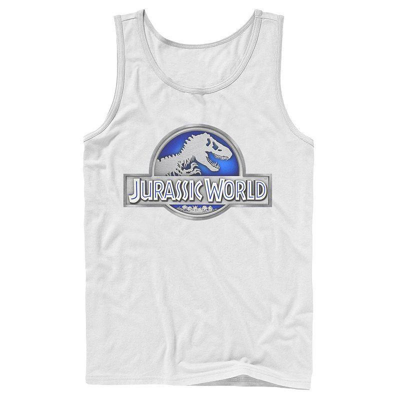Men's Jurassic World Classic Blue Glow Fossil Logo Graphic Tank Top, Size: Small, Grey Product Image